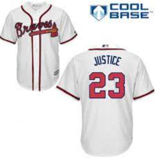 Youth MLB Atlanta Braves David Justice #23 White Kids Jerseys