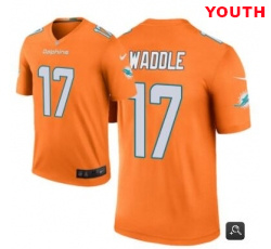 Youth Miami Dolphins #17 Jaylen Waddle Orange Vapor Untouchable Limited Stitched NFL Jersey