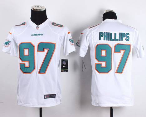 Youth Miami Dolphins #97 Jordan Phillips Nike White Game Jersey