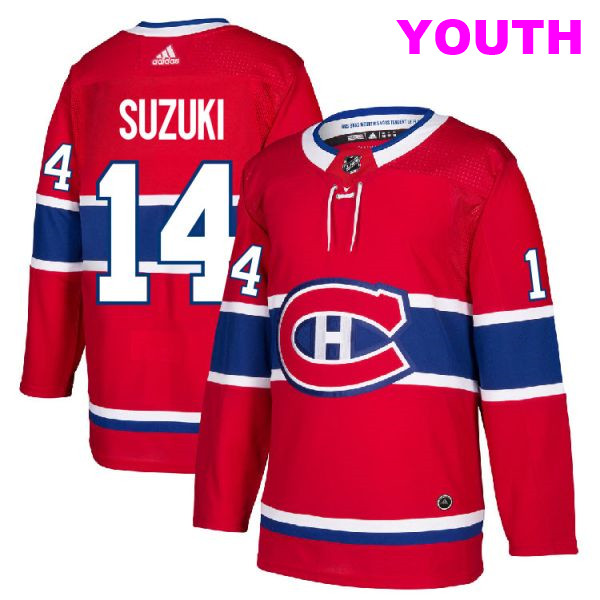 Youth Montreal Canadiens #14 Nick Suzuki Red Stitched kid NHL Jersey