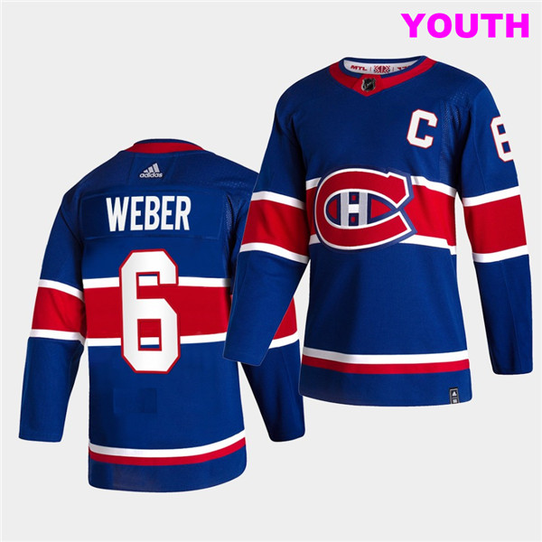 Youth Montreal Canadiens #6 Shea Weber 2021 Reverse Retro Royal Special Edition Authentic Jersey