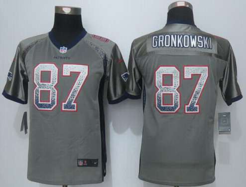 Youth New England Patriots #87 Rob Gronkowski Nike Drift Fashion Gray Jersey