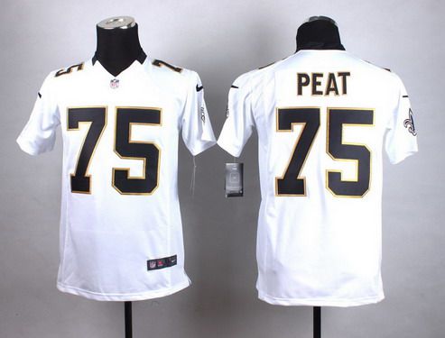 Youth New Orleans Saints #75 Andrus Peat Nike White Game Jersey