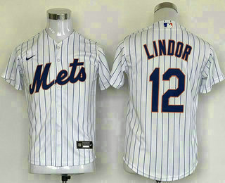 Youth New York Mets #12 Francisco Lindor White Stitched MLB Cool Base Nike Jersey
