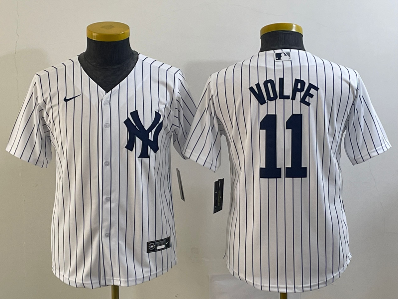 Youth New York Yankees #11 Anthony Volpe White Stitched MLB Cool Base Nike Jersey