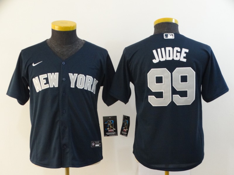 Youth New York Yankees #99 Aaron Judge Navy Blue Stitched MLB Cool Base Nike Jersey