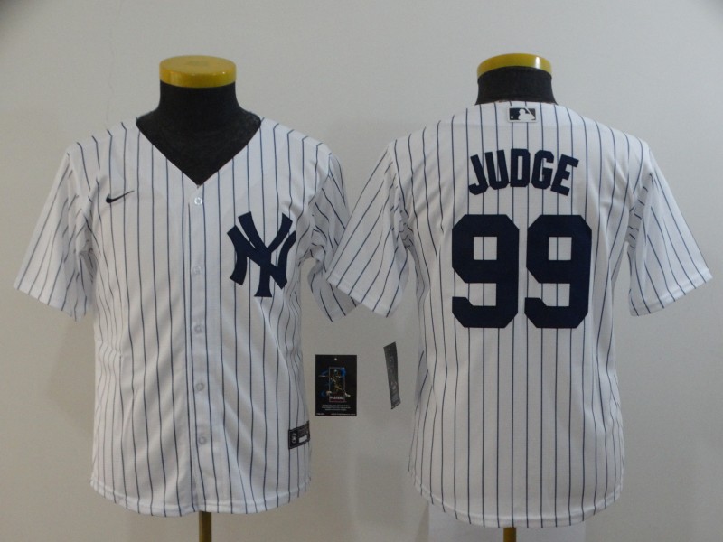 Youth New York Yankees #99 Aaron Judge White Home Stitched MLB Cool Base Nike Jersey