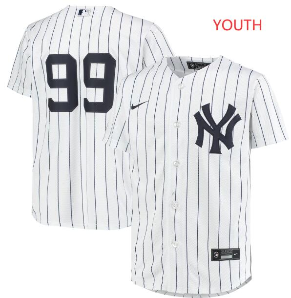 Youth New York Yankees #99 Aaron Judge With Name On Back Nike Kids Alternate Replica Player White Jerseys