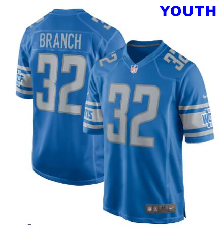 Youth Nike Brian Branch #32 Blue Detroit Lions 2023 NFL Draft Pick Game Jersey