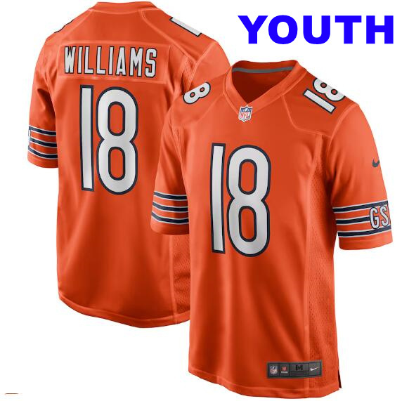 Youth Nike Caleb Williams #18 Chicago Bears Alternate 2024 NFL Draft First Round Pick Player Game Orange Jersey