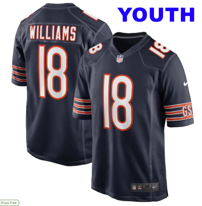 Youth Nike Caleb Williams #18 Navy Chicago Bears 2024 NFL Draft First Round Pick Player Game Jersey