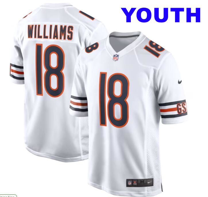 Youth Nike Caleb Williams #18 White Chicago Bears 2024 NFL Draft First Round Pick Player Game Jersey