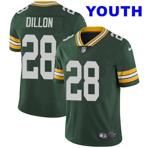 Youth Nike Packers #28 AJ Dillon Green Team Color Stitched NFL Vapor Untouchable Limited Jersey