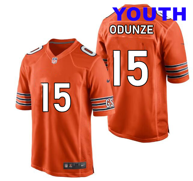 Youth Nike Rome Odunze #15 Chicago Bears 2024 NFL Draft First Round Pick Player Game Orange Jersey