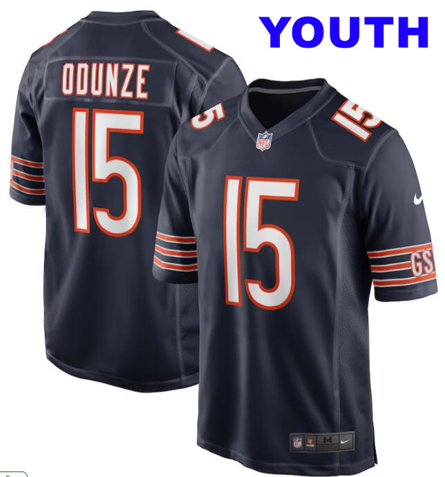 Youth Nike Rome Odunze #15 Navy Chicago Bears 2024 NFL Draft First Round Pick Player Game Jersey