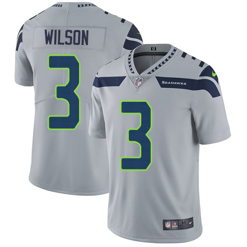 Youth Nike Seattle Seahawks #3 Russell Wilson Grey Alternate Stitched NFL Vapor Untouchable Limited Jersey