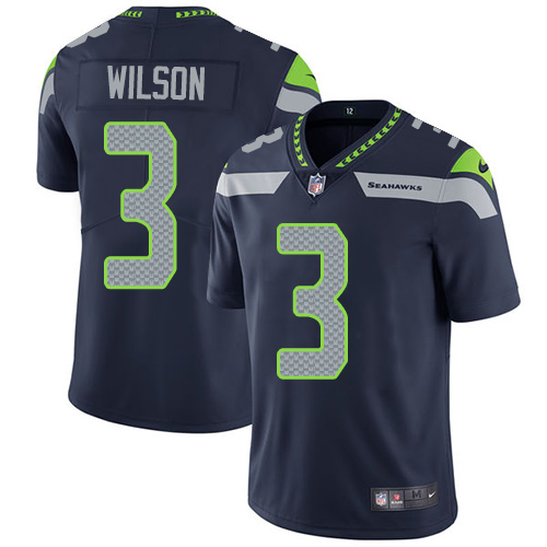 Youth Nike Seattle Seahawks #3 Russell Wilson Steel Blue Team Color Stitched NFL Vapor Untouchable Limited Jersey