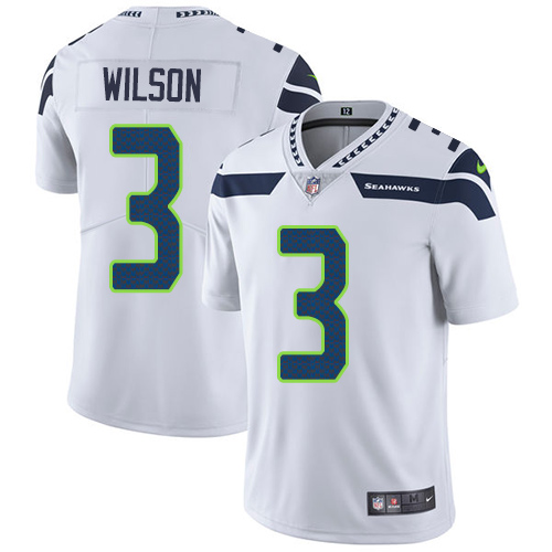 Youth Nike Seattle Seahawks #3 Russell Wilson White Stitched NFL Vapor Untouchable Limited Jersey