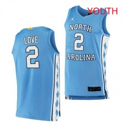 Youth North Carolina Tar Heels #2 Caleb Love Blue Authentic Jersey