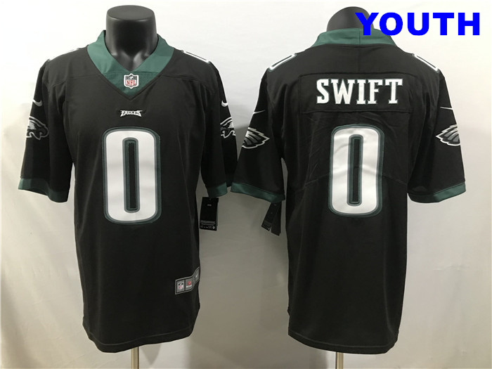 Youth Philadelphia Eagles #0 D'Andre Swift Black 2023 Draft Vapor Limited Stitched Football Jersey