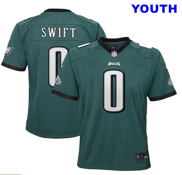 Youth Philadelphia Eagles #0 D'Andre Swift Nike Midnight Green Game Jersey