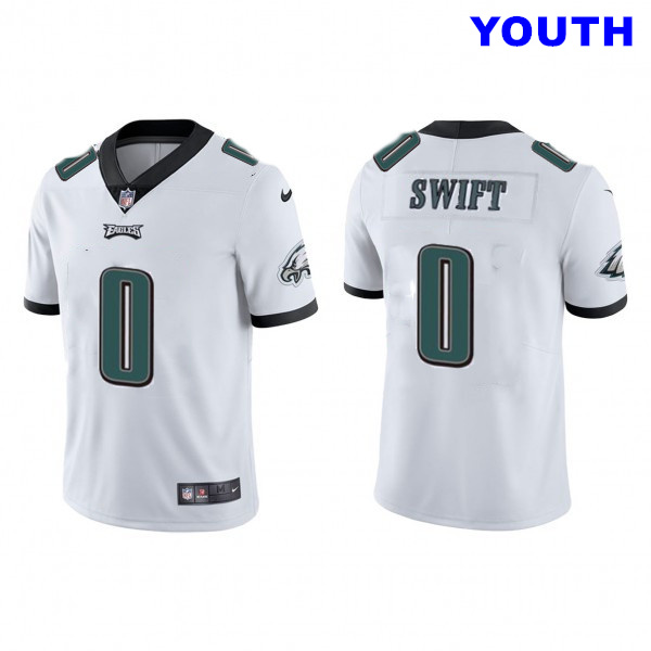 Youth Philadelphia Eagles #0 D'Andre Swift White 2023 Draft Vapor Limited Stitched Football Jersey