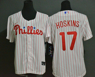 Youth Philadelphia Phillies #17 Rhys Hoskins White Stitched MLB Cool Base Nike Jersey