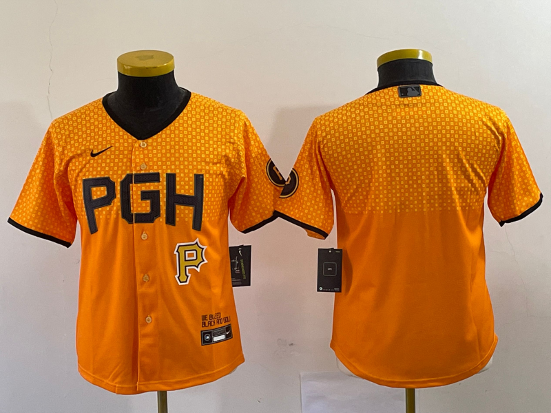 Youth Pittsburgh Pirates Blank Yellow 2023 City Connect Stitched Jersey1