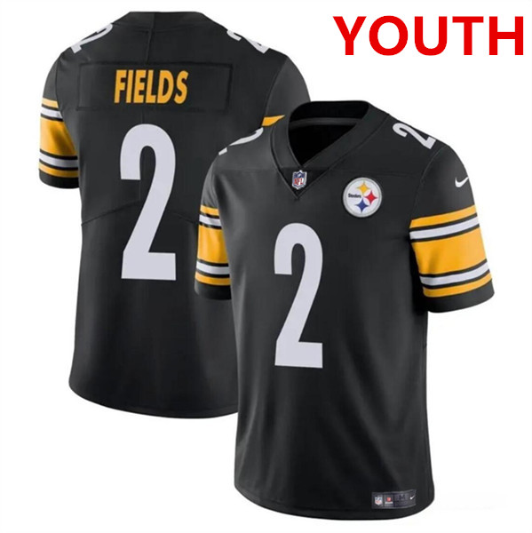 Youth Pittsburgh Steelers #2 Justin Fields Black Vapor Untouchable Limited Football Stitched Jersey