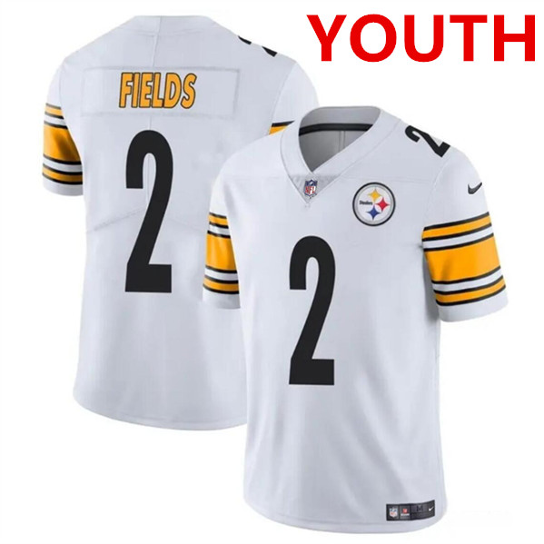 Youth Pittsburgh Steelers #2 Justin Fields White Vapor Untouchable Limited Football Stitched Jersey