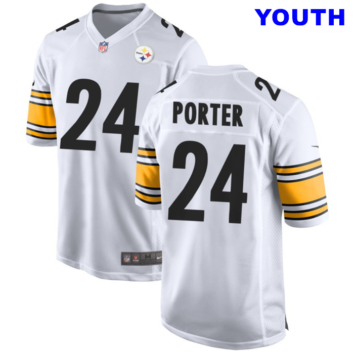 Youth Pittsburgh Steelers #24 Joey Porter Jr. White 2023 Draft Stitched Game Jersey