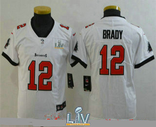 Youth Tampa Bay Buccaneers #12 Tom Brady White 2021 Super Bowl LV Vapor Untouchable Stitched Nike Limited NFL Jersey
