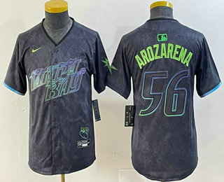 Youth Tampa Bay Rays #56 Randy Arozarena Charcoal 2024 City Connect Limited Stitched Jersey