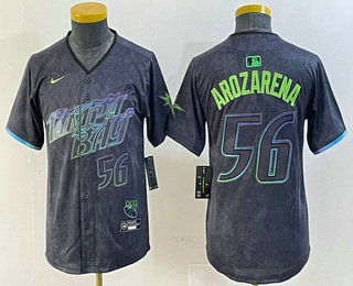 Youth Tampa Bay Rays #56 Randy Arozarena Number Charcoal 2024 City Connect Limited Stitched Jersey