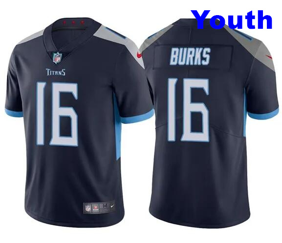 Youth Tennessee Titans #16 Treylon Burks Navy Vapor Untouchable Stitched Jersey