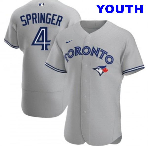 Youth Toronto Blue Jays #4 George Springer Grey Stitched kids Jerseys