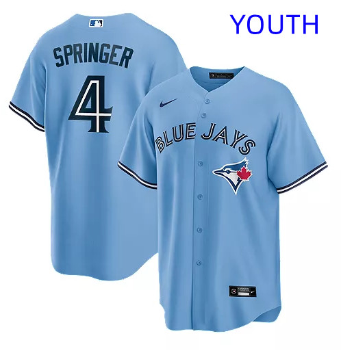 Youth Toronto Blue Jays #4 George Springer Light Blue Cool Base Stitched Jersey