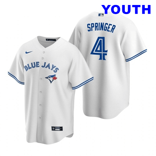 Youth Toronto Blue Jays #4 George Springer White Cool Base Stitched MLB Jersey