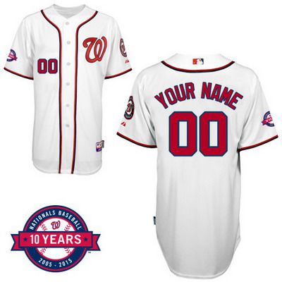 Youth Washington Nationals  Personalized Home Jersey With Commemorative 10th Anniversary Patch