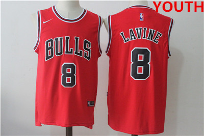 Youth chicago bulls #8 zach lavine red nike stitched jersey