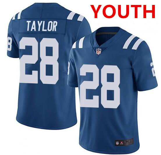 Youth indianapolis colts #28 jonathan taylor blue stitched nike jersey