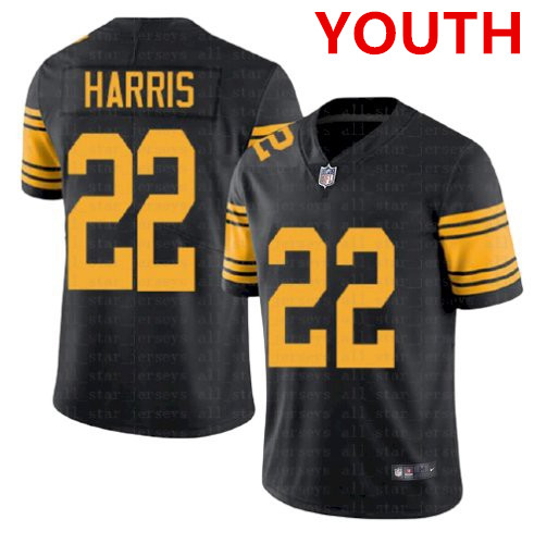 Youth pittsburgh steelers #22 najee harris black color rush limited jersey