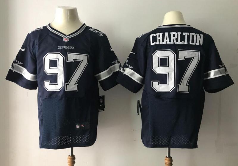 Men's 2017 NFL Draft Dallas Cowboys #97 Taco Charlton Navy Blue Team Color Stitched NFL Nike Elite Jersey