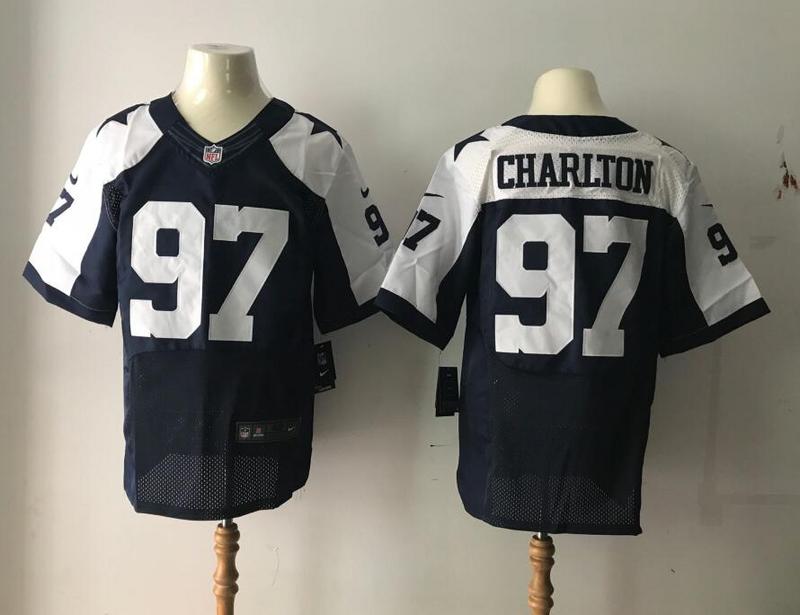 Men's 2017 NFL Draft Dallas Cowboys #97 Taco Charlton Blue Thanksgiving Alternate Stitched NFL Nike Elite Jersey