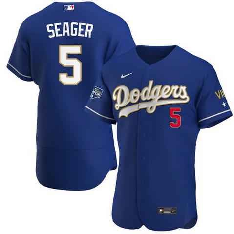 en's Los Angeles Dodgers #5 Corey Seager Royal Blue Championship Flex Base Sttiched MLB Jersey