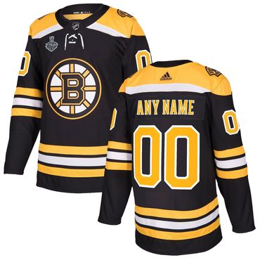 Men's Boston Bruins ANY NAME adidas NHL Authentic Pro Home Jersey with 2019 Stanley Cup Finals Patch